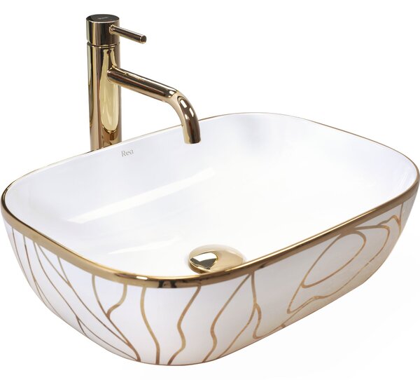 Lavabo da appoggio REA Sea White Gold + Tappo Click-Clack - Rea