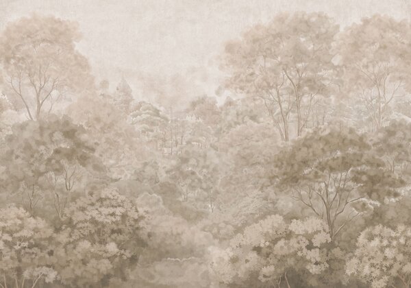 Carta da parati Paesaggio boschivo d'altri tempi nei caldi toni del beige, Carta da parati Natura, w05433v1 : Uwalls.it