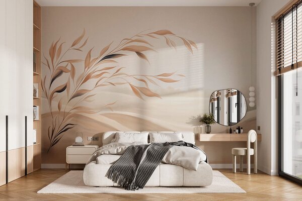 Carta da parati Un paesaggio dai colori tenui con un ramo che si staglia sulle colline in tonalità beige, Carta da parati Buffer, w05297 : Uwalls.it