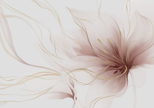 Carta da parati Un fiore rosa astratto dalle linee sinuose in stile Fluid Art, Carta da parati lastrazione, w05428v1 : Uwalls.it