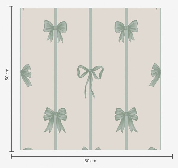Carta da parati Fiocchi verdi con nastri su sfondo beige, Parati geometrica classici, Parati geometrica a righe classici, a01074v1 : Uwalls.it