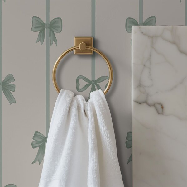 Carta da parati Fiocchi verdi con nastri su sfondo beige, Parati geometrica classici, Parati geometrica a righe classici, a01074v1 : Uwalls.it