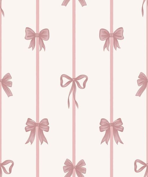 Carta da parati Fiocchi rosa con nastri su sfondo chiaro, Parati geometrica classici, Parati geometrica a righe classici, a01074 : Uwalls.it