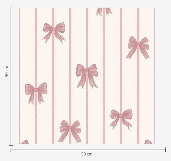 Carta da parati Fiocchi rosa su righe verticali su sfondo chiaro, Parati geometrica classici, Parati geometrica a righe classici, a01162 : Uwalls.it