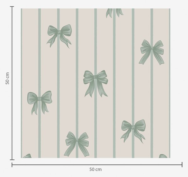 Carta da parati Fiocchi verdi su sfondo beige a righe, Parati geometrica classici, Parati geometrica a righe classici, a01162v1 : Uwalls.it