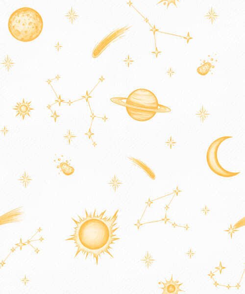 Carta da parati Oggetti celesti e stelle in stile delicato, Parati stile minimal classici, a01163 : Uwalls.it