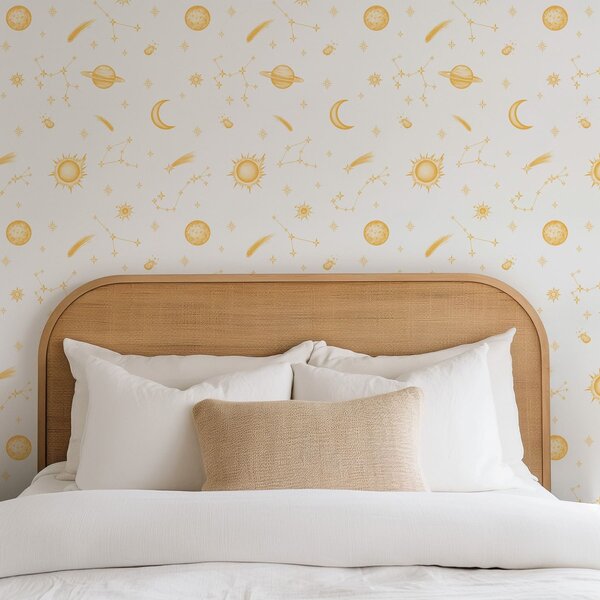 Carta da parati Oggetti celesti e stelle in stile delicato, Parati stile minimal classici, a01163 : Uwalls.it