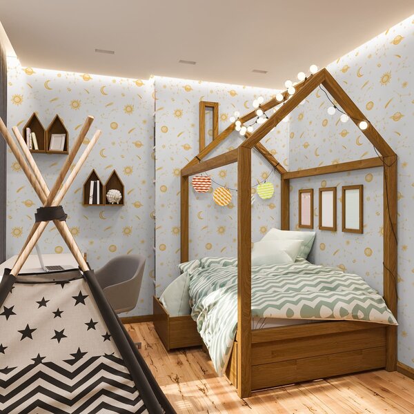 Carta da parati Oggetti celesti e stelle in stile delicato, Parati stile minimal classici, a01163 : Uwalls.it