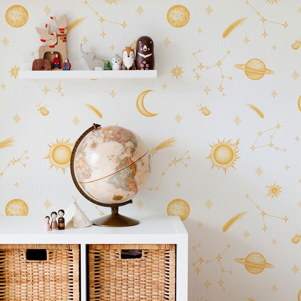Carta da parati Oggetti celesti e stelle in stile delicato, Parati stile minimal classici, a01163 : Uwalls.it