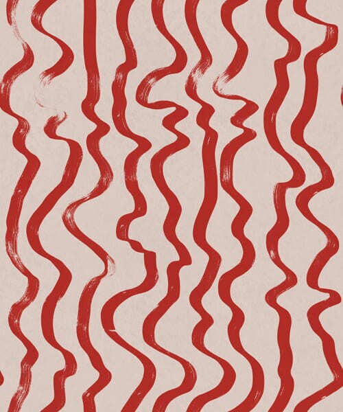 Carta da parati Linee ondulate rosse su sfondo chiaro, Parati astratta classici, a01168 : Uwalls.it