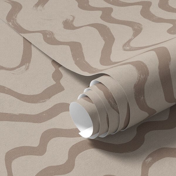 Carta da parati Linee ondulate beige su sfondo chiaro, Parati astratta classici, a01168v2 : Uwalls.it