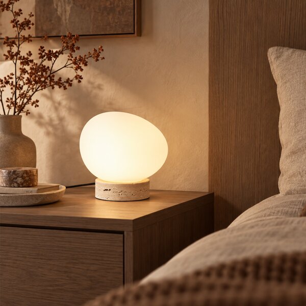 Lampada da tavolo Japandi beige con vetro opale - Sally