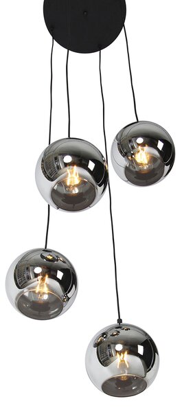 Lampada a sospensione intelligente nera con vetro fumé incl. 4 Wifi A60 - Wallace