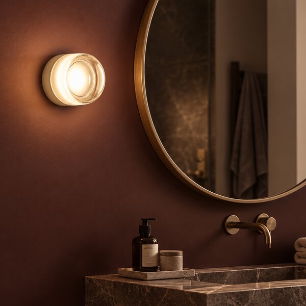 Lampada da parete di design beige con vetro opale IP44 - Michele
