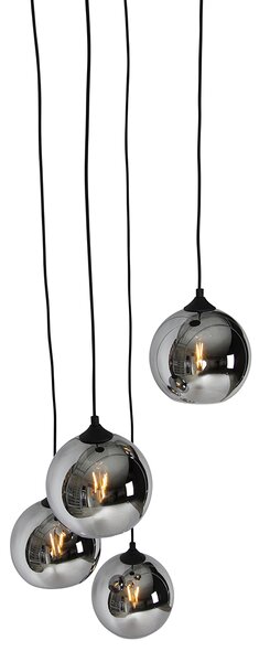 Lampada a sospensione intelligente nera con vetro fumé incl. 4 Wifi A60 - Wallace