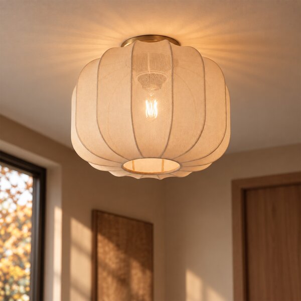 Plafoniera Japandi oro con paralume beige - Pluni