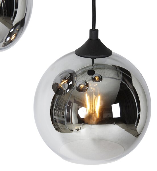 Lampada a sospensione intelligente nera con vetro fumé incl. 4 Wifi A60 - Wallace