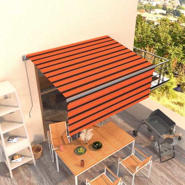 Tenda Retrattile Manuale Parasole 3,5x2,5m Arancione e Marrone