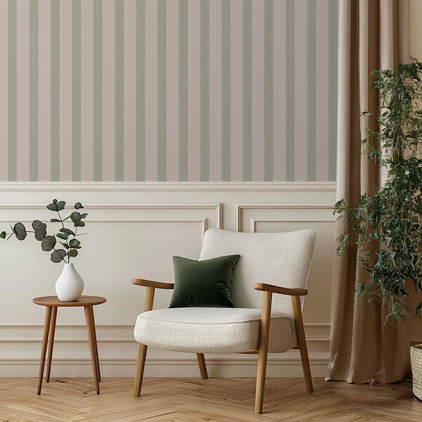 Carta da parati Righe verticali verdi e beige, Parati geometrica classici, Parati geometrica a righe classici, a01180 : Uwalls.it