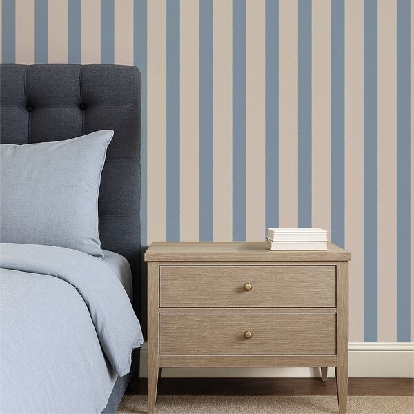 Carta da parati Righe verticali beige e azzurro, Parati geometrica classici, Parati geometrica a righe classici, a01180v3 : Uwalls.it