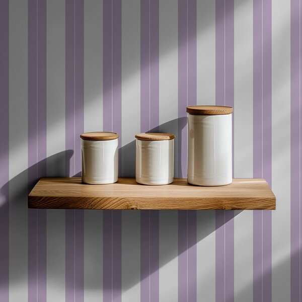 Carta da parati Righe verticali viola chiaro e grigie, Parati geometrica classici, Parati geometrica a righe classici, a01181v3 : Uwalls.it