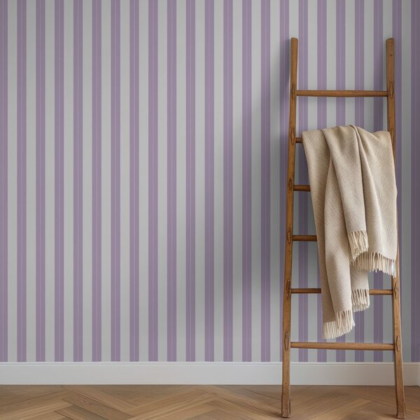 Carta da parati Righe verticali viola chiaro e grigie, Parati geometrica classici, Parati geometrica a righe classici, a01181v3 : Uwalls.it