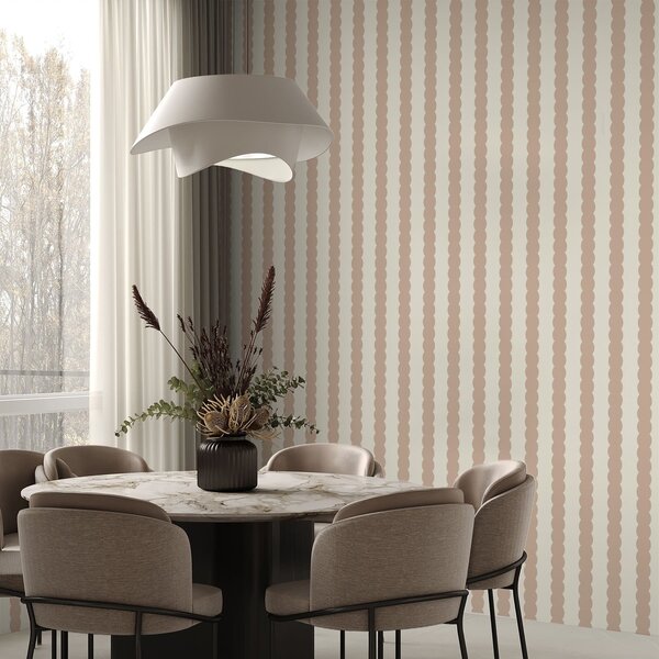 Carta da parati Righe ondulate beige in stile minimalista, Parati geometrica classici, Parati geometrica a righe classici, a01182v2 : Uwalls.it