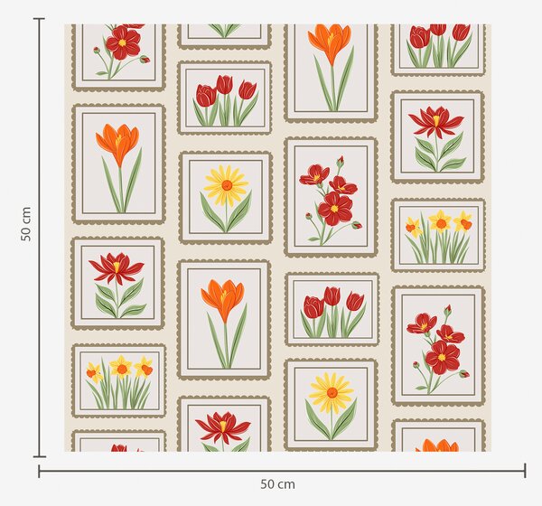 Carta da parati Illustrazioni floreali dai colori vivaci e incorniciate, Parati fiori e piante classici, a01174v1 : Uwalls.it