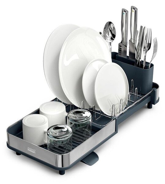 Scolapiatti regolabile nero in plastica 31x19 cm Extend Slim Steel – Joseph Joseph