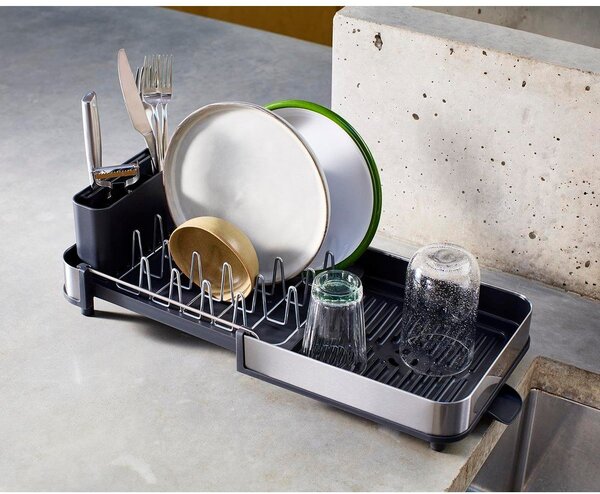 Scolapiatti regolabile nero in plastica 31x19 cm Extend Slim Steel – Joseph Joseph