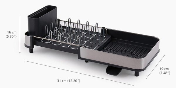 Scolapiatti regolabile nero in plastica 31x19 cm Extend Slim Steel – Joseph Joseph