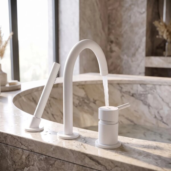 Rubinetto per Vasca a 3 Fori Rea Lungo White