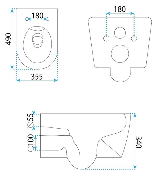 Set vaso WC sospeso REA Gustavo Rimless + lavabo da appoggio Maya