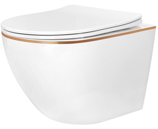 Set vaso WC CARLO Mini Flat + bidet CARLO Mini White Gold Edge
