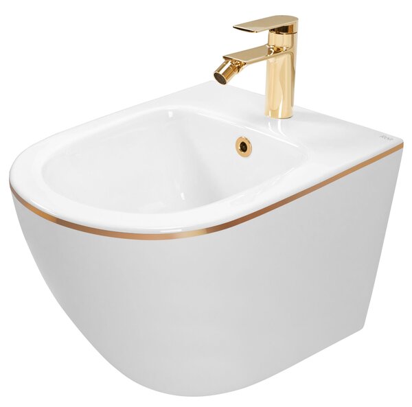 Set vaso WC CARLO Mini Flat + bidet CARLO Mini White Gold Edge