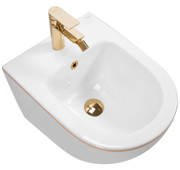 Set vaso WC CARLO Mini Flat + bidet CARLO Mini White Gold Edge