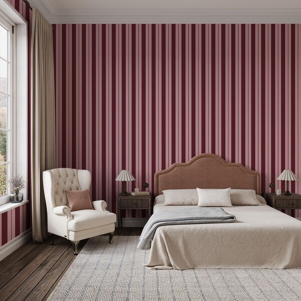Carta da parati Righe rosse e rosa con linee a contrasto, Parati geometrica classici, Parati geometrica a righe classici, a01183v2 : Uwalls.it