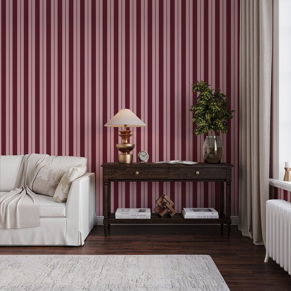 Carta da parati Righe rosse e rosa con linee a contrasto, Parati geometrica classici, Parati geometrica a righe classici, a01183v2 : Uwalls.it