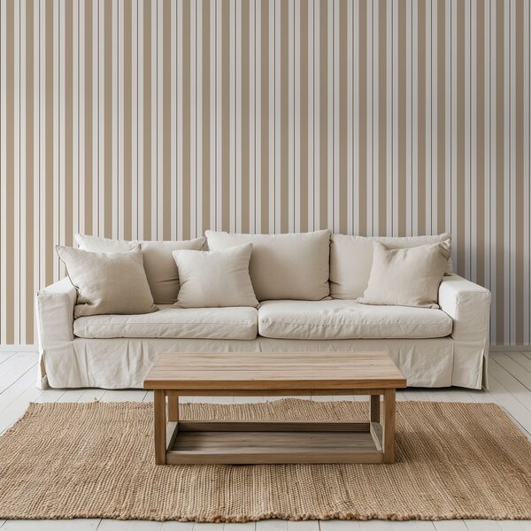 Carta da parati Righe beige con dettagli verticali scuri, Parati geometrica classici, Parati geometrica a righe classici, a01183v3 : Uwalls.it