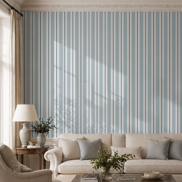 Carta da parati Righe azzurre con sottili linee scure, Parati geometrica classici, Parati geometrica a righe classici, a01183 : Uwalls.it