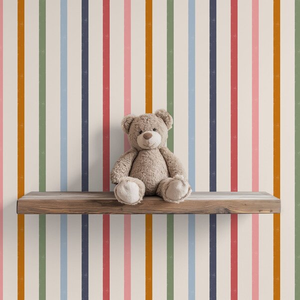 Carta da parati Strisce vivaci multicolori su sfondo chiaro, Parati geometrica classici, Parati geometrica a righe classici, a01184 : Uwalls.it