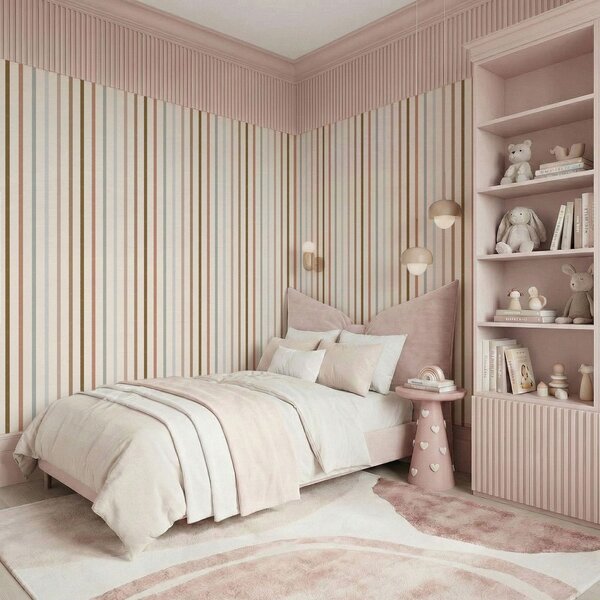 Carta da parati Righe verticali multicolori con una leggera, Parati geometrica classici, Parati geometrica a righe classici, a01184v3 : Uwalls.it