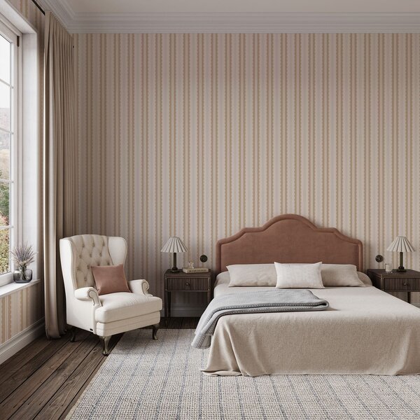 Carta da parati Righe ondulate beige con un delicato contrasto, Parati geometrica classici, Parati geometrica a righe classici, a01185v5 : Uwalls.it
