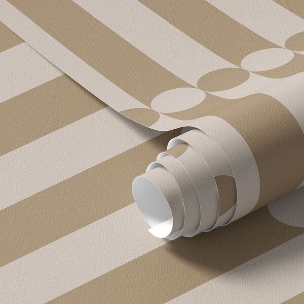 Carta da parati Righe beige calde con cerchi al centro, Parati astratta classici, a01186v1 : Uwalls.it