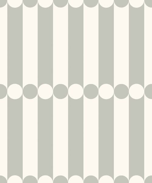 Carta da parati Strisce grigio-verdi con una fila centrale di cerchi, Parati astratta classici, a01186 : Uwalls.it