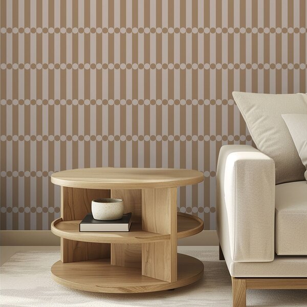 Carta da parati Righe beige calde con cerchi al centro, Parati astratta classici, a01186v1 : Uwalls.it