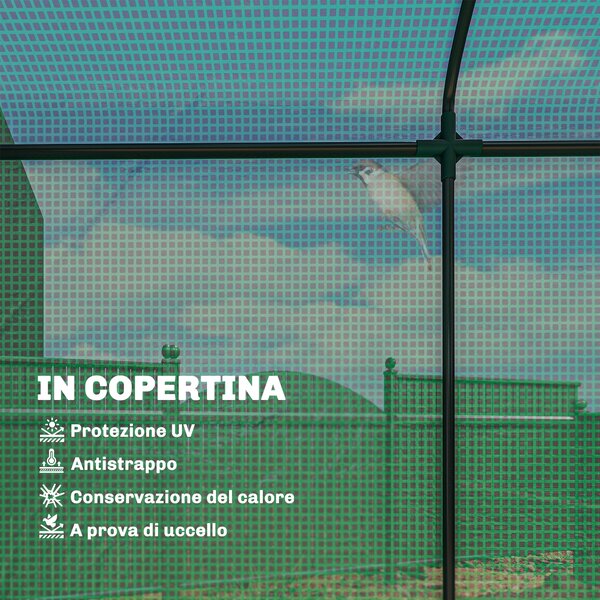 Outsunny Serra da Balcone con Porta Arrotolabile e 2 Finestre in Rete, Serra per Orto con Struttura in Acciaio e Copertura PE, 200x75x188 cm, Verde | Aosom Italy