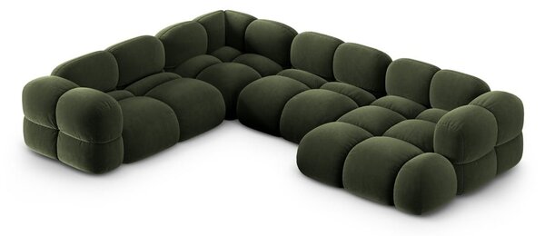 Divano angolare verde (con penisola a sinistra/a U) con rivestimento in velluto Loretto – Cosmopolitan Design