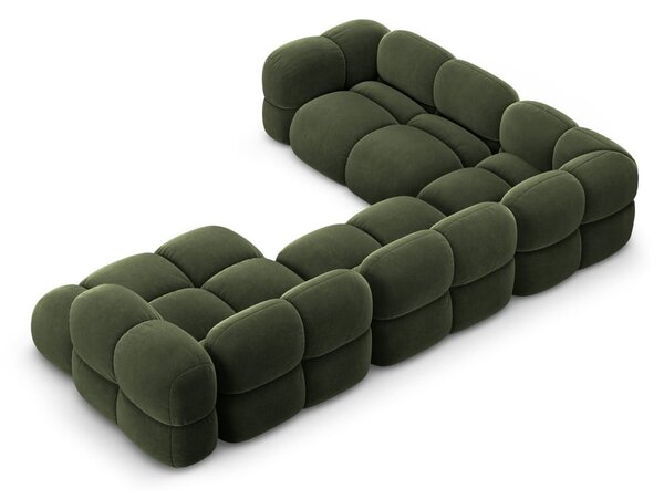 Divano angolare verde (con penisola a sinistra/a U) con rivestimento in velluto Loretto – Cosmopolitan Design