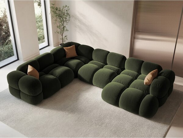 Divano angolare verde (con penisola a sinistra/a U) con rivestimento in velluto Loretto – Cosmopolitan Design